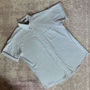 Stafford Oxford Striped Short Sleeve Button Down